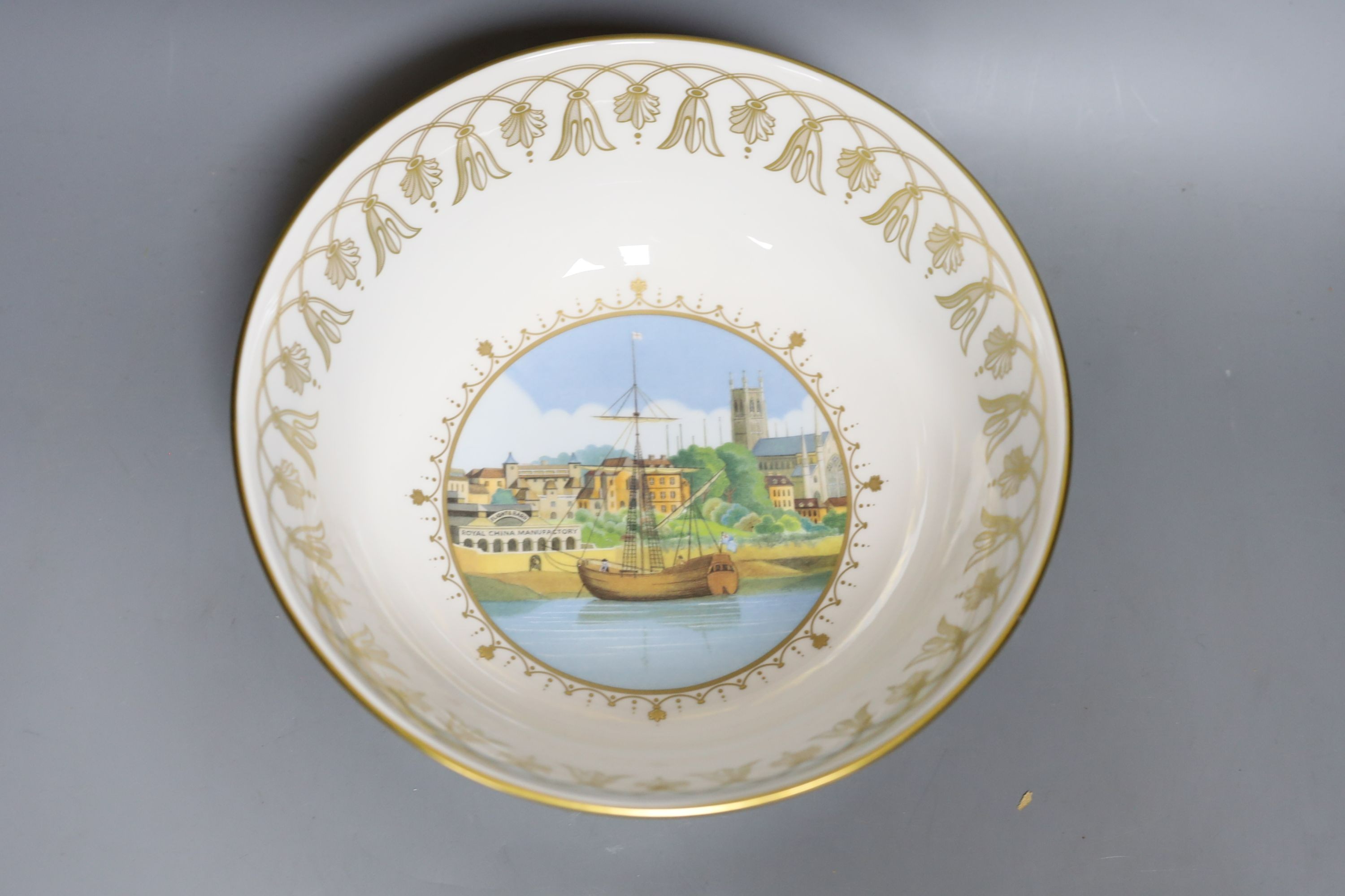 A boxed Royal Worcester Scenes flight bowl, limited edition no. 43 of 250 - 26cm diameter